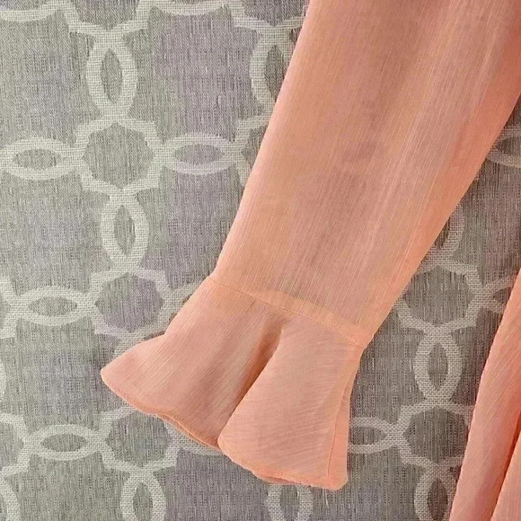 WAYF  Made In USA Wrap Ruffle Longs sleeve Fit & Flare Mini Dress L - Picture 6 of 10